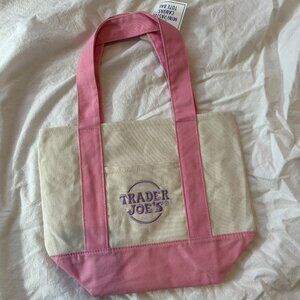 Trader Joe's Pastel Mini Canvas Tote Bag 2025, Limited Edition, Light Pink